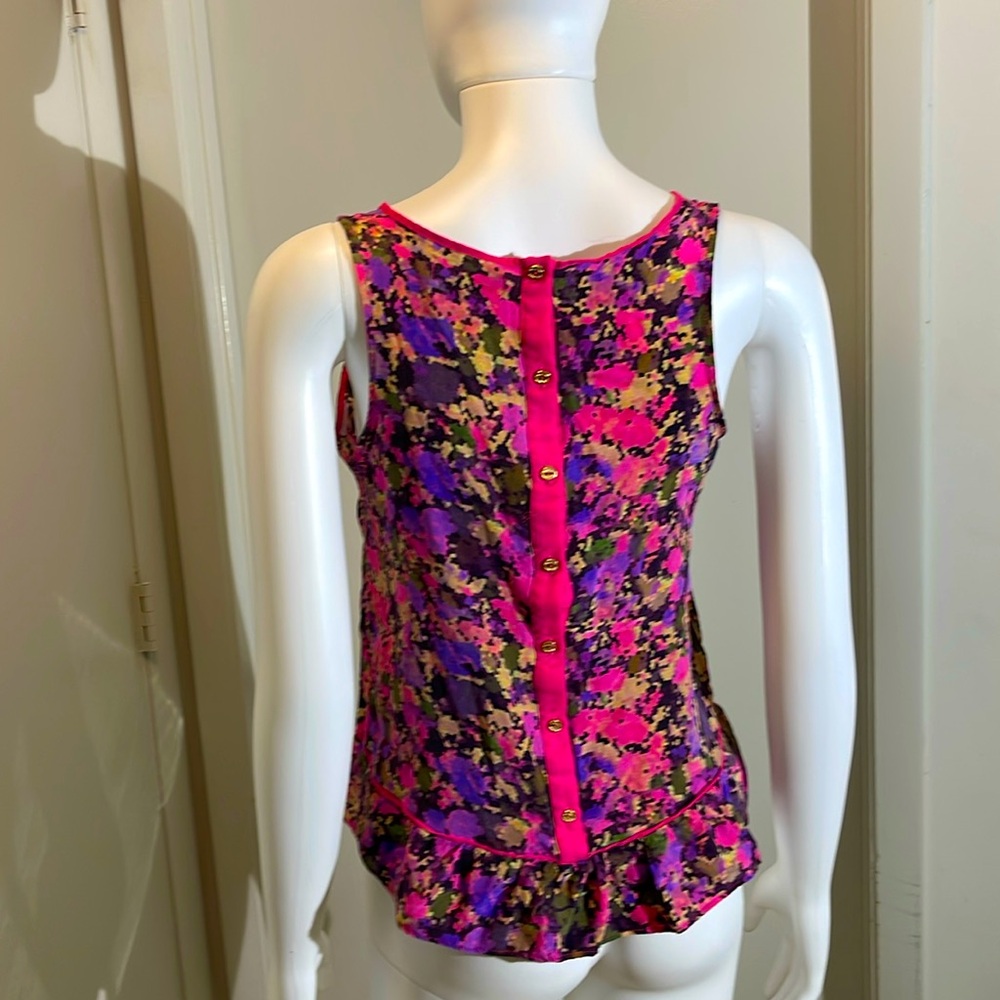 Silk top, fuscia and pink. Very good condition.